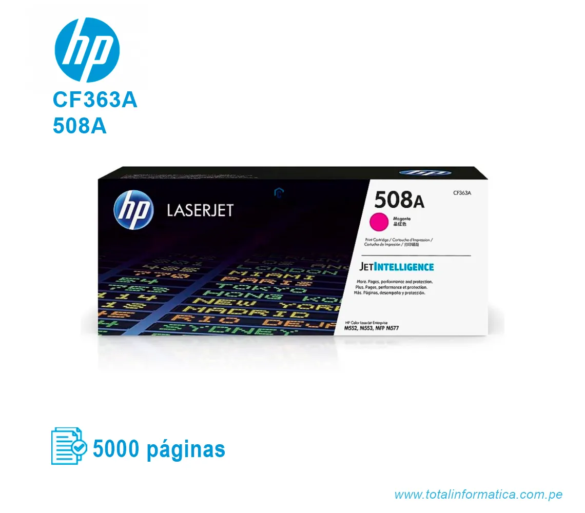 TONER HP 508A MAGENTA ( CF363A ) LASERJET M553, 5K PGS - imagen 1
