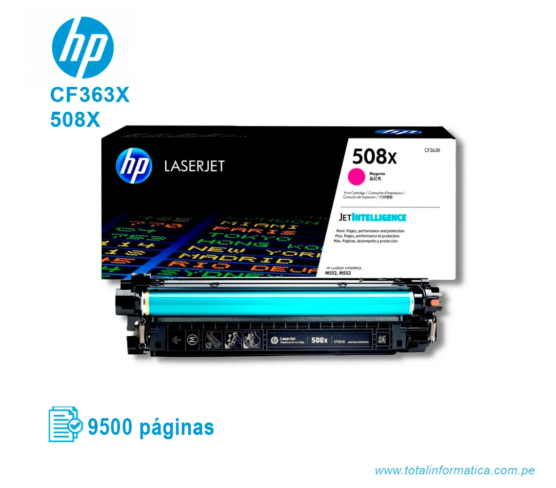 TONER HP 508X MAGENTA ( CF363X ) LASERJET M553, 9.5K PGS - imagen 2