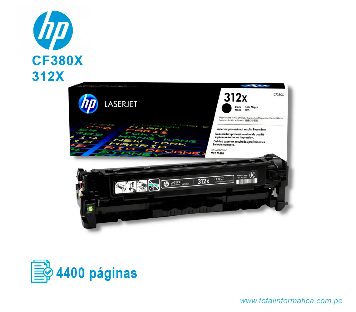 TONER HP 312X BLACK ( CF380X ) LASERJET M476, 4.4K PGS - imagen 2