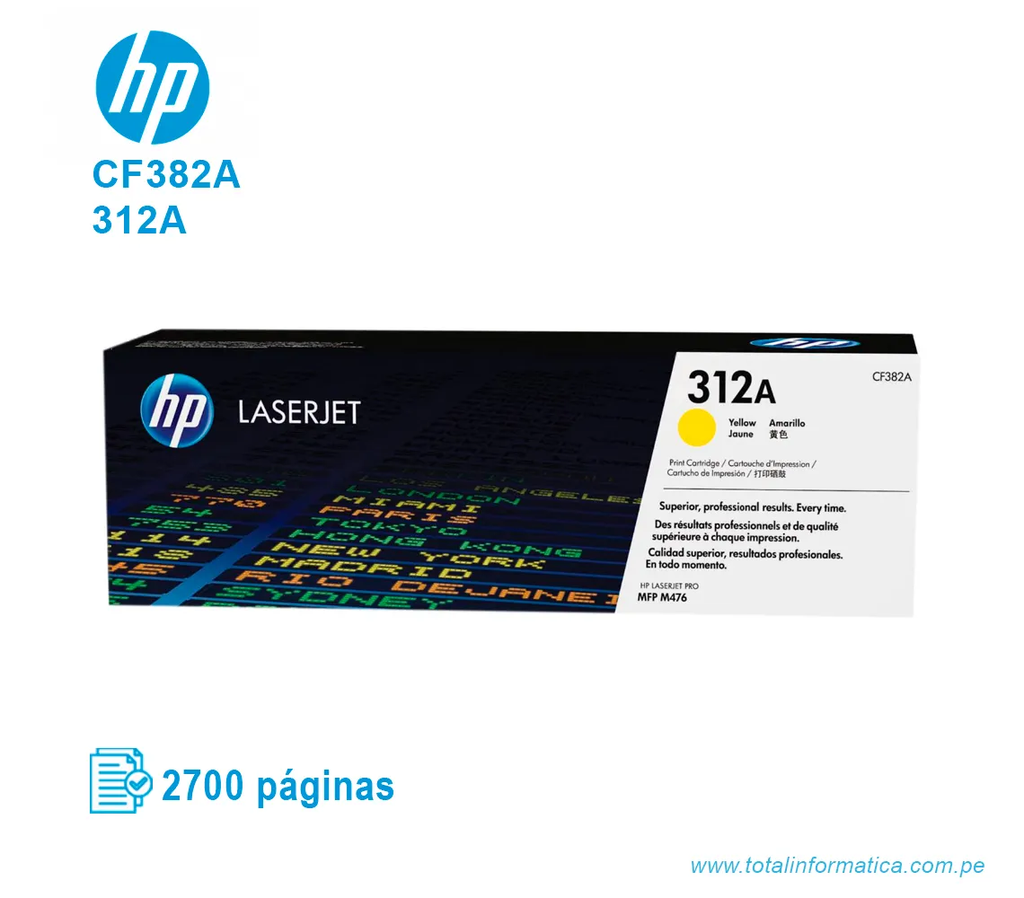 TONER HP 312A YELLOW ( CF382A ) LASERJET M476, 2.7K PGS - imagen 1