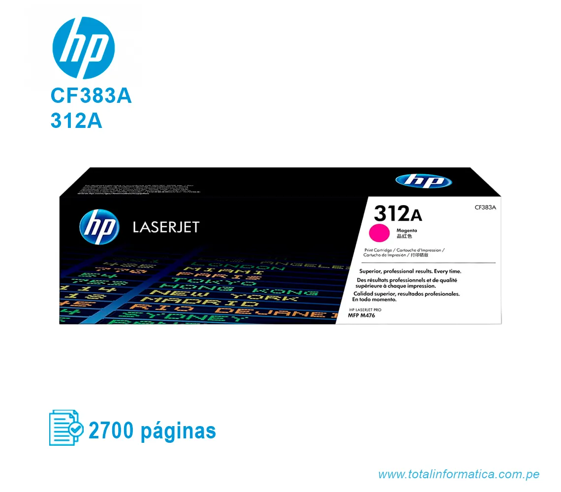 TONER HP 312A MAGENTA ( CF383A ) LASERJET M476, 2.7K PGS - imagen 1