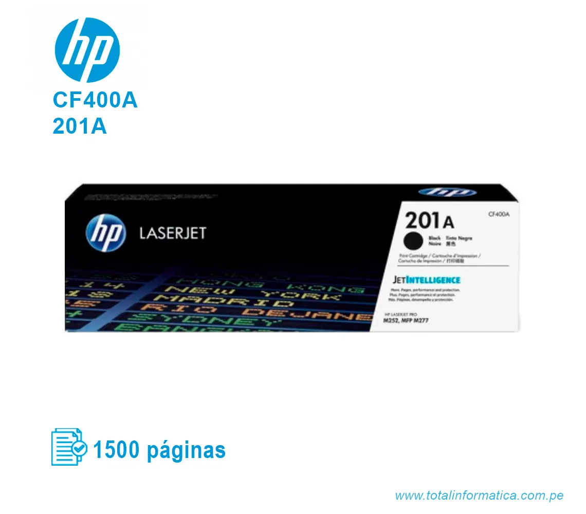 TONER HP 201A BLACK ( CF400A ) LASERJET PRO M252, 1500 PGS - imagen 1