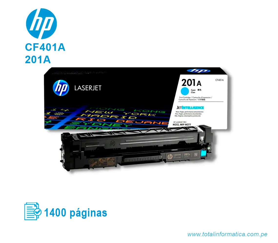 TONER HP 201A CYAN ( CF401A ) LASERJET PRO M252, 1400 PGS - imagen 2