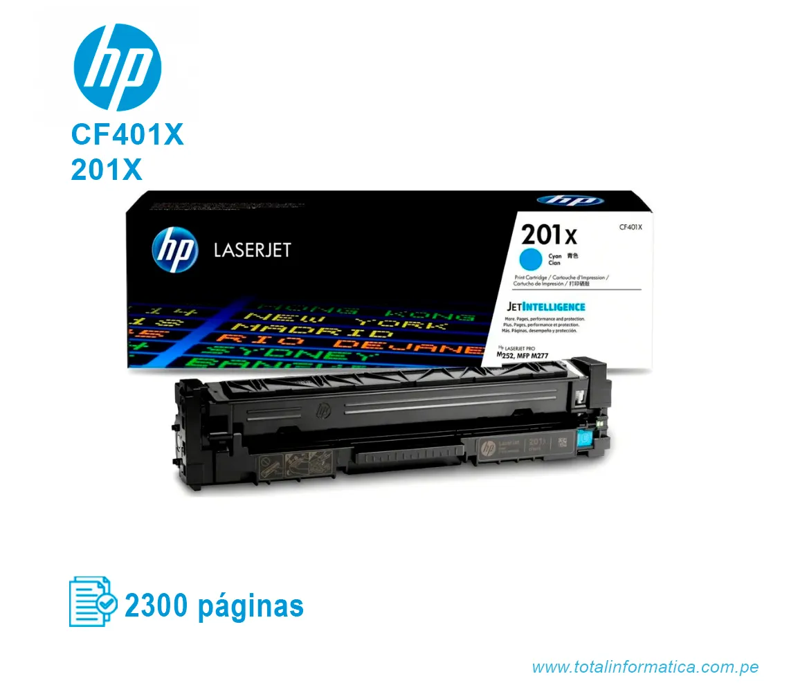 TONER HP 201X CYAN ( CF401X ) LASERJET PRO M252, 2300 PGS - imagen 2
