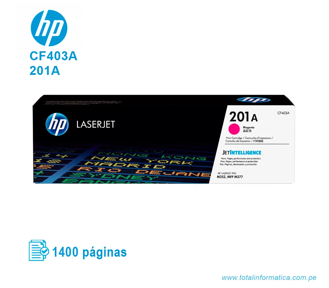 TONER HP 201A MAGENTA ( CF403A ) LASERJET PRO M252, 1400 PGS - imagen 1