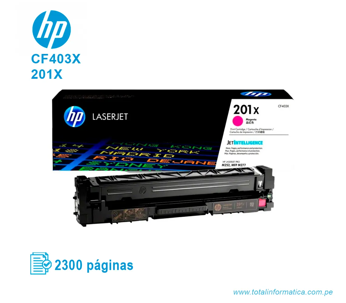 TONER HP 201X MAGENTA ( CF403X ) LASERJET PRO M252, 2300 PGS - imagen 2