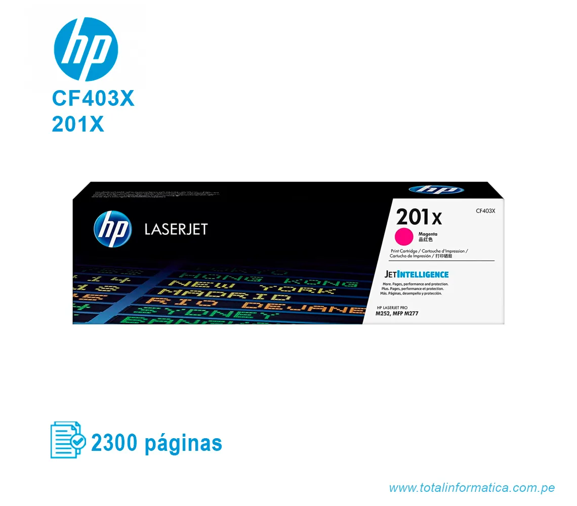 TONER HP 201X MAGENTA ( CF403X ) LASERJET PRO M252, 2300 PGS - imagen 1