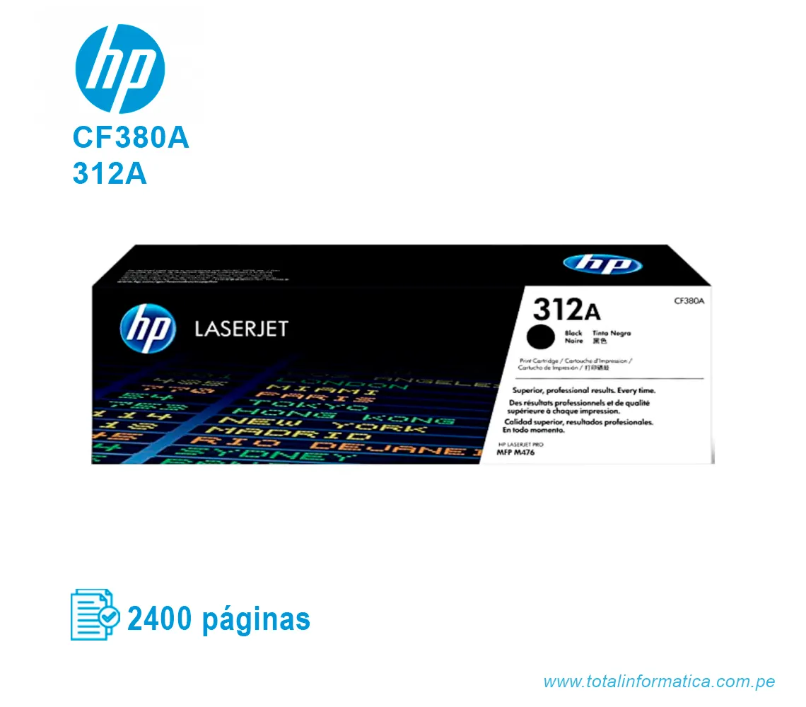 TONER HP 312A BLACK ( CF380A ) LASERJET M476, 2.4K PGS - imagen 1