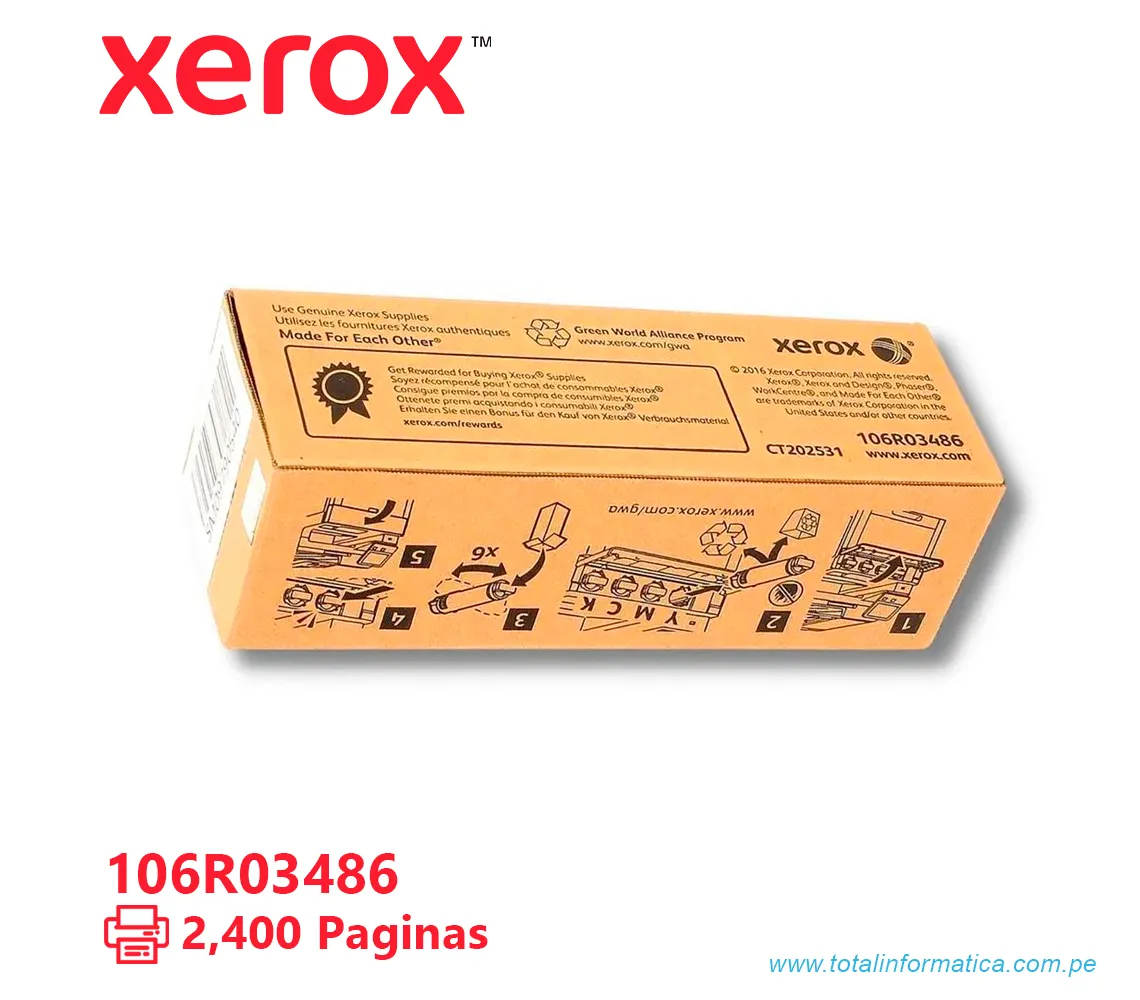 TONER XEROX ( 106R03486 ) WORKCENTRE 6510, 6515 MAGENTA, 2400 PÁG - imagen 2