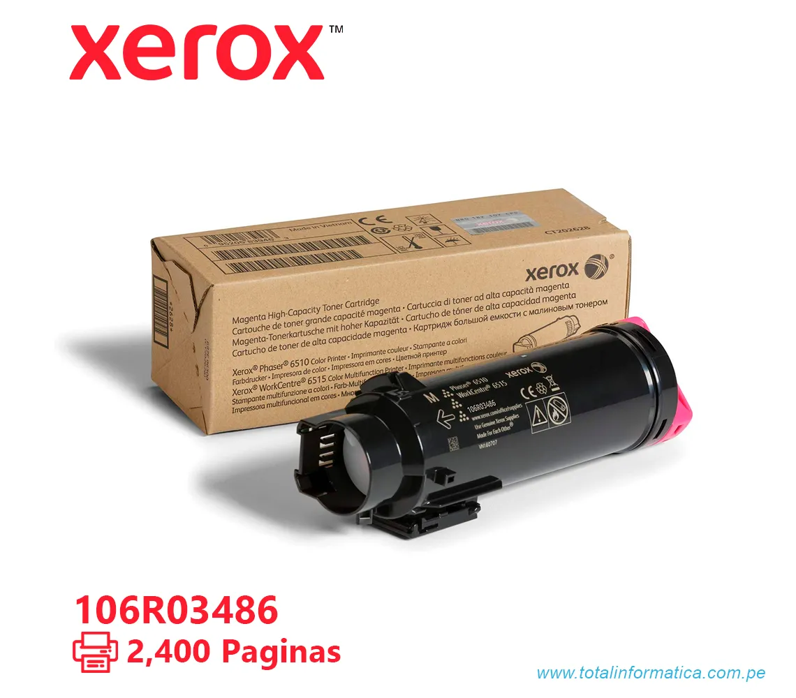 TONER XEROX ( 106R03486 ) WORKCENTRE 6510, 6515 MAGENTA, 2400 PÁG - imagen 1