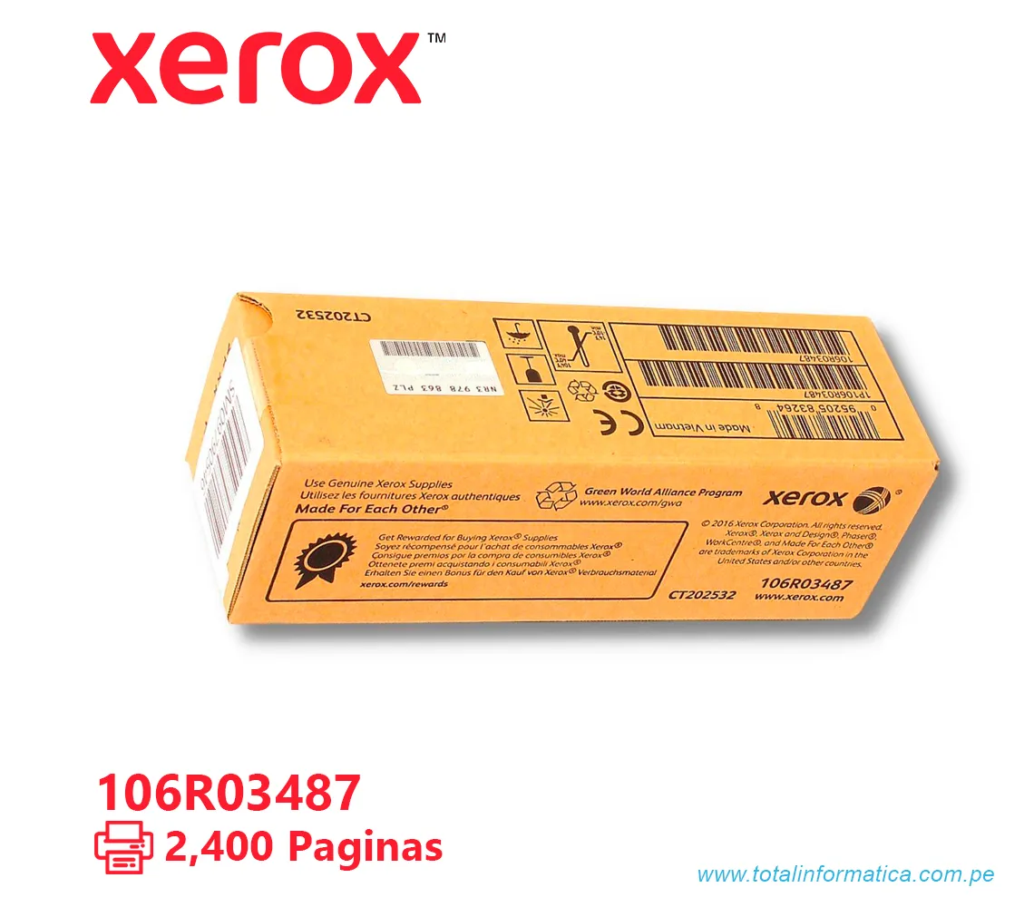 TONER XEROX ( 106R03487 ) WORKCENTRE 6510, 6515 YELLOW, 2400 PÁG - imagen 2