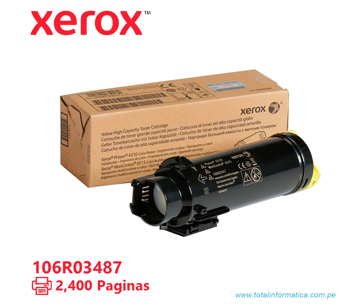 TONER XEROX ( 106R03487 ) WORKCENTRE 6510, 6515 YELLOW, 2400 PÁG - imagen 1