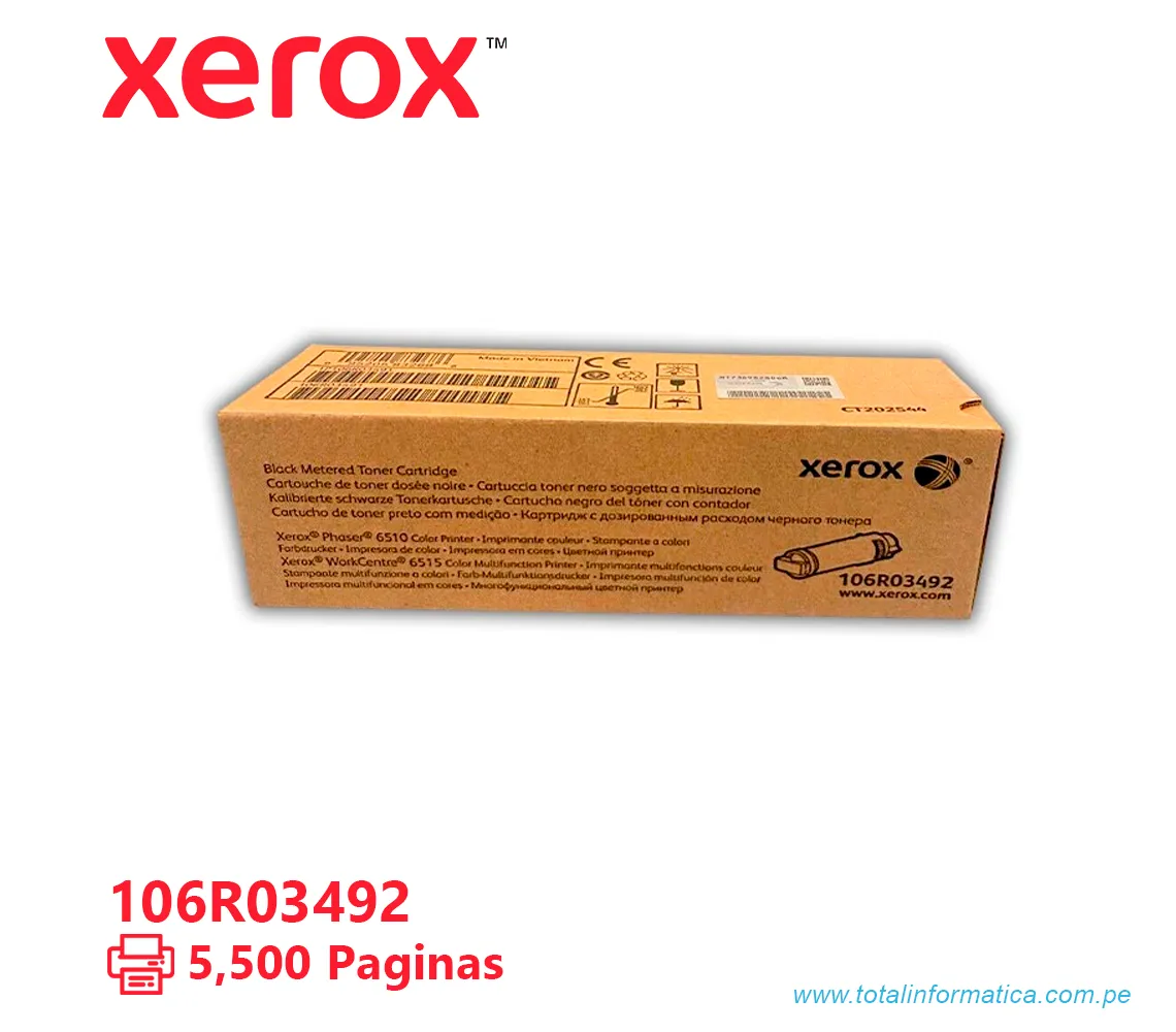 TONER XEROX ( 106R03492 ) WORKCENTRE 6510, 6515 BLACK, 5500 PÁG - imagen 1