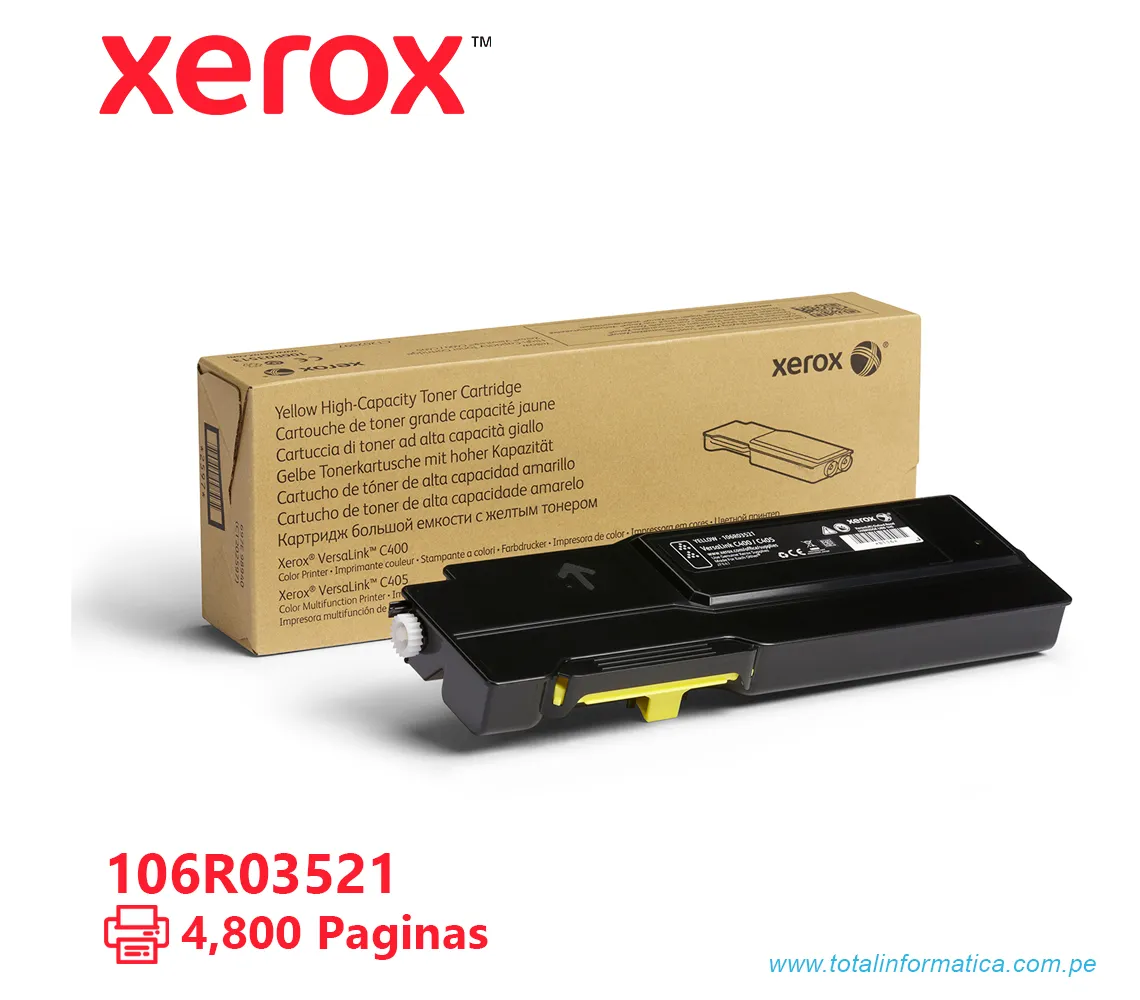 TONER XEROX ( 106R03521 ) VERSALINK C400, C405 YELLOW,  4800 PAG - imagen 1