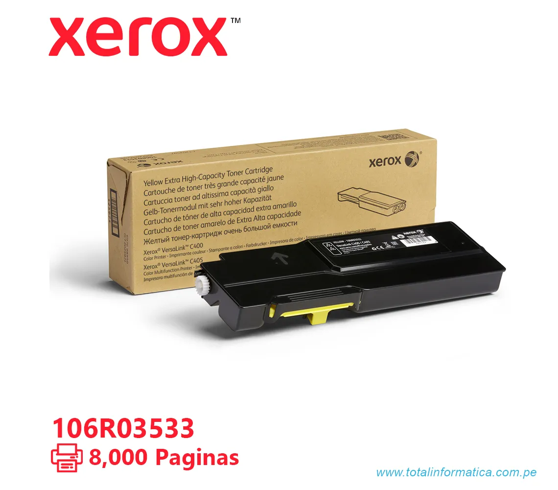 TONER XEROX ( 106R03533 ) VERSALINK C400, C405 YELLOW, 8K PAG - imagen 1