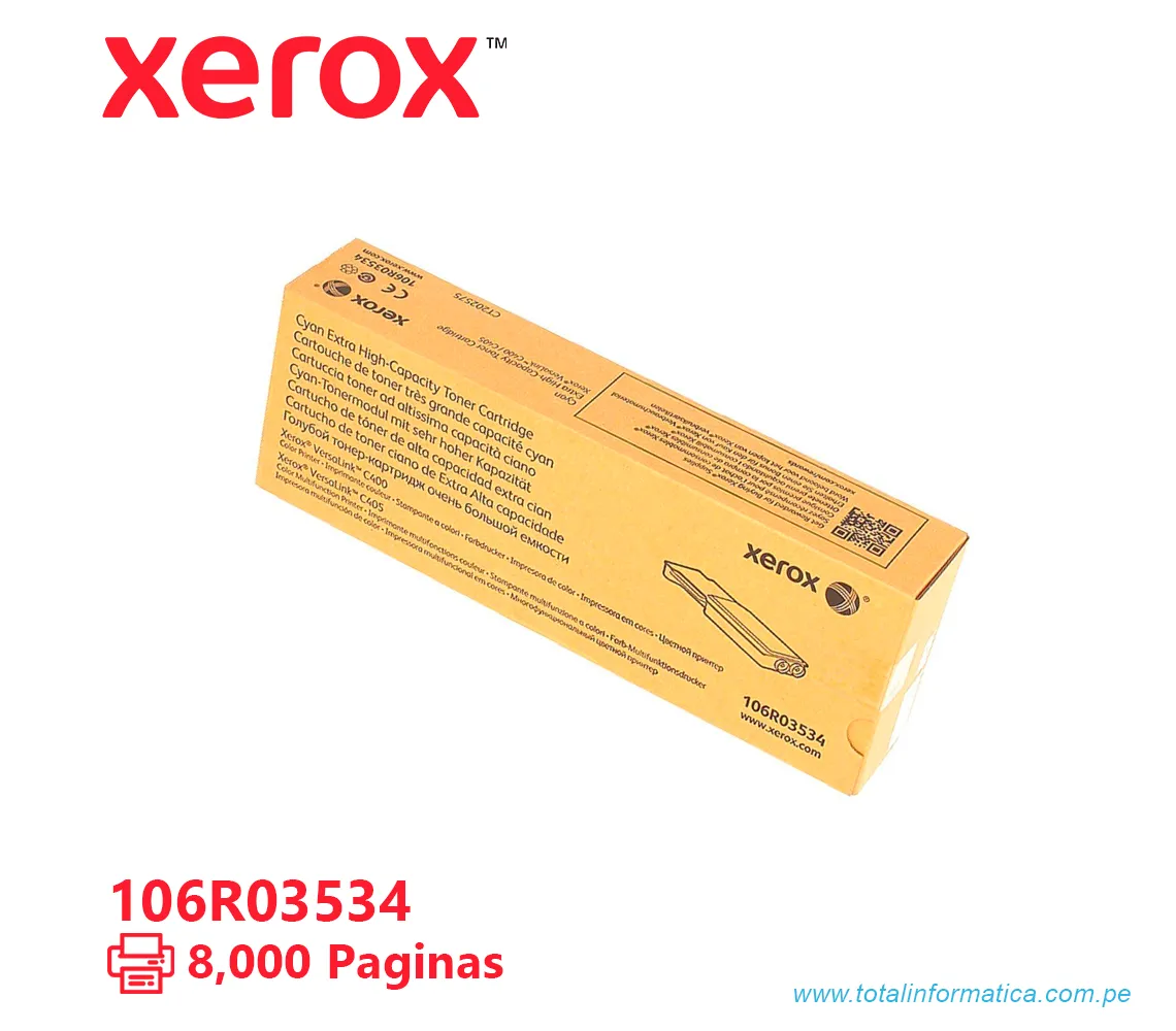 TONER XEROX ( 106R03534 )  VERSALINK C400, C405 CYAN, 8,000 PAG - imagen 2
