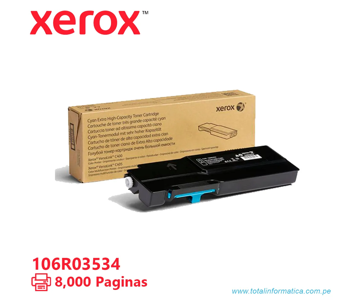 TONER XEROX ( 106R03534 )  VERSALINK C400, C405 CYAN, 8,000 PAG - imagen 1