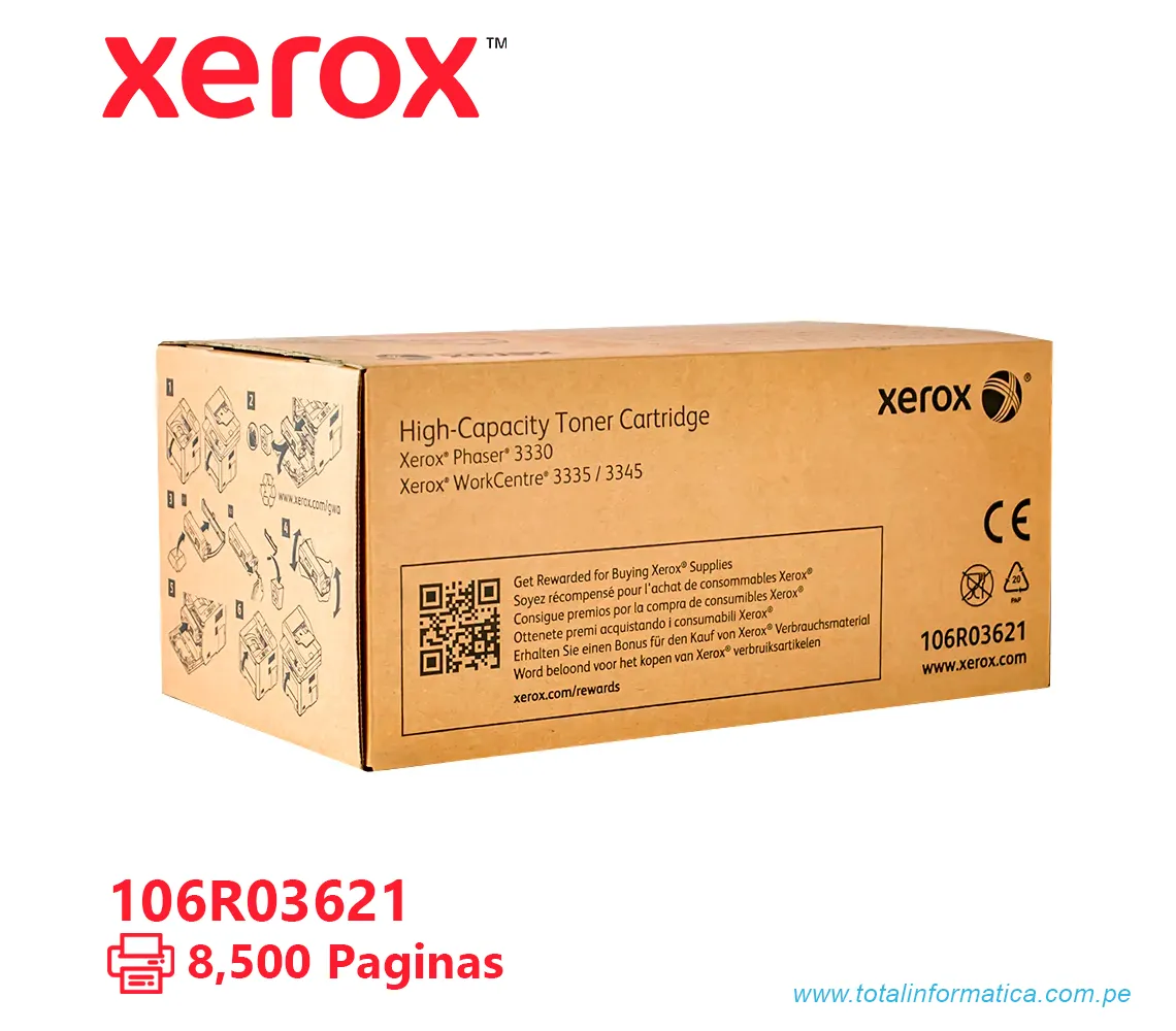 TONER XEROX ( 106R03621 ) PHASER 3330, 3345 NEGRO, 8500 PÁG - imagen 2