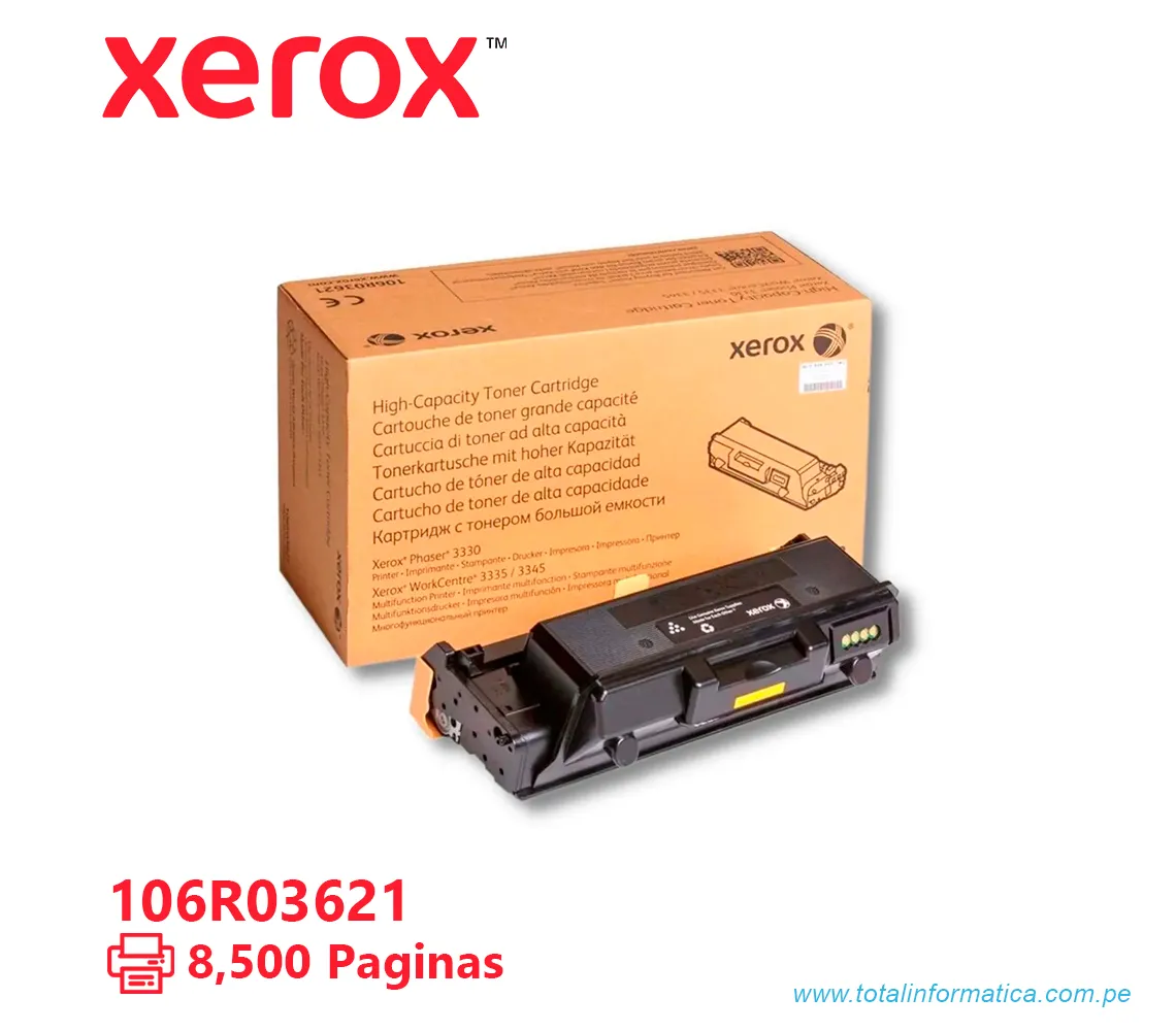 TONER XEROX ( 106R03621 ) PHASER 3330, 3345 NEGRO, 8500 PÁG - imagen 1