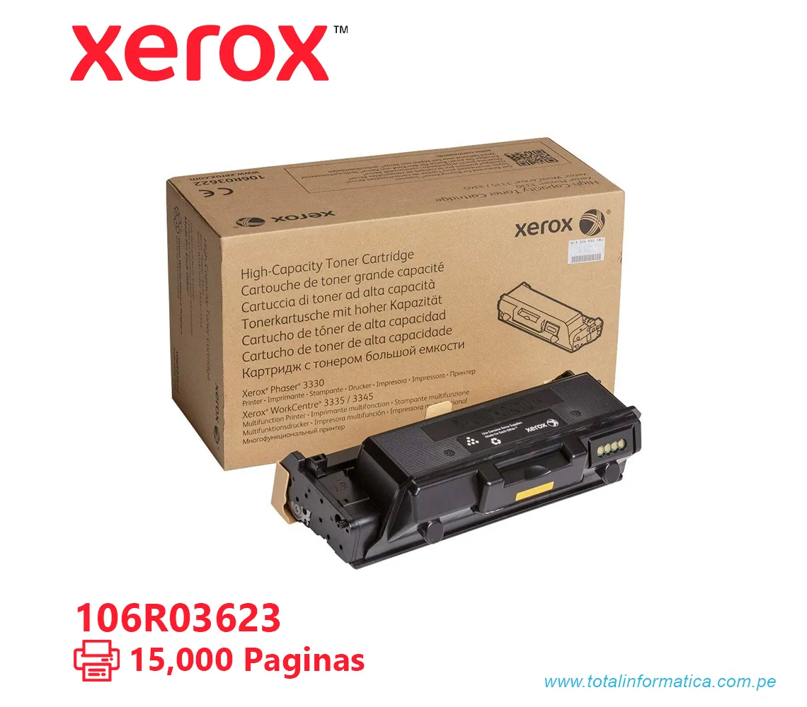 TONER XEROX ( 106R03623 ) PHASER 3330, 3345 NEGRO, 15K PÁG - imagen 1