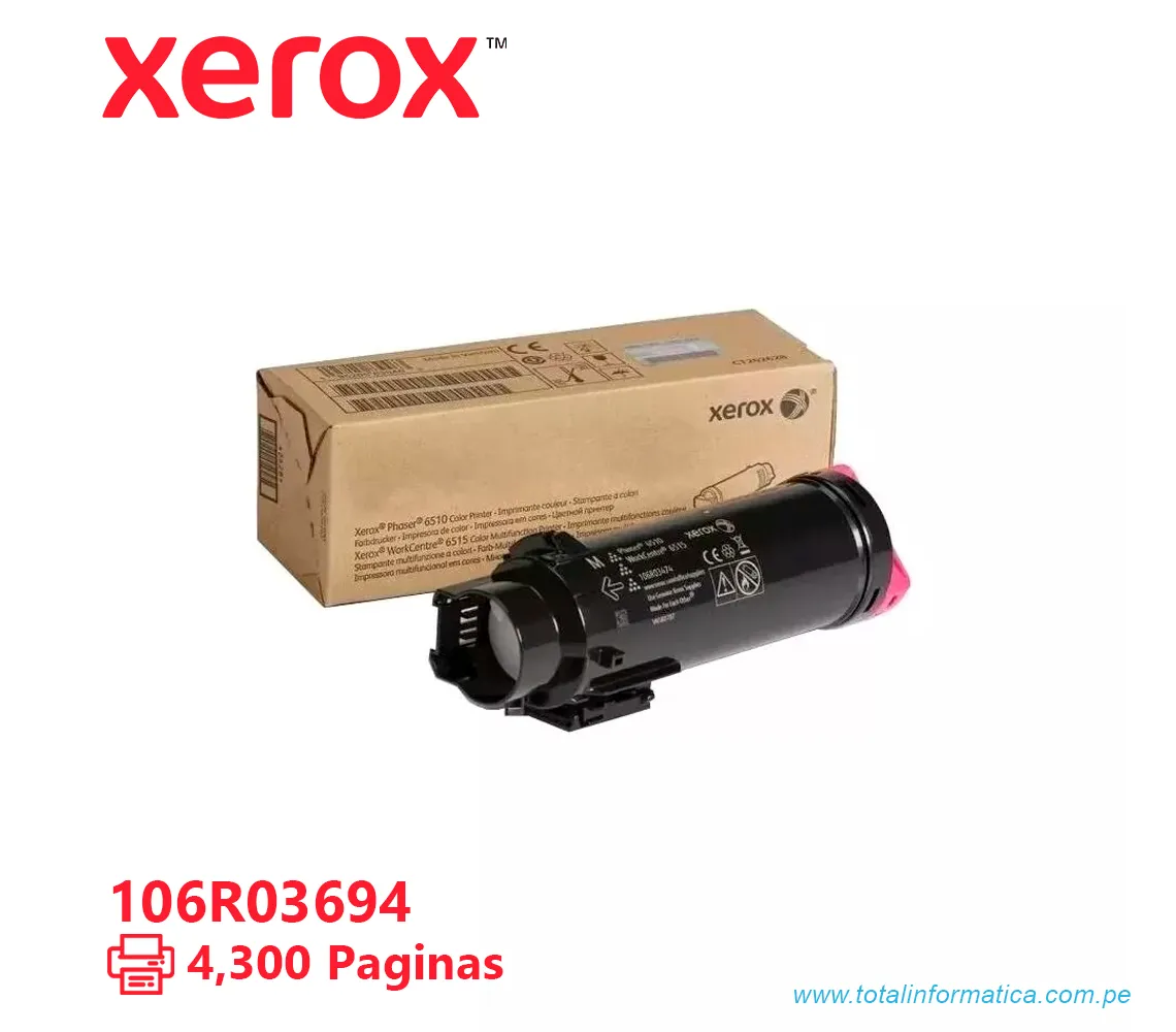 TONER XEROX ( 106R03694 ) WORKCENTRE 6510, 6515 MAGENTA, 4300 PÁG - imagen 1