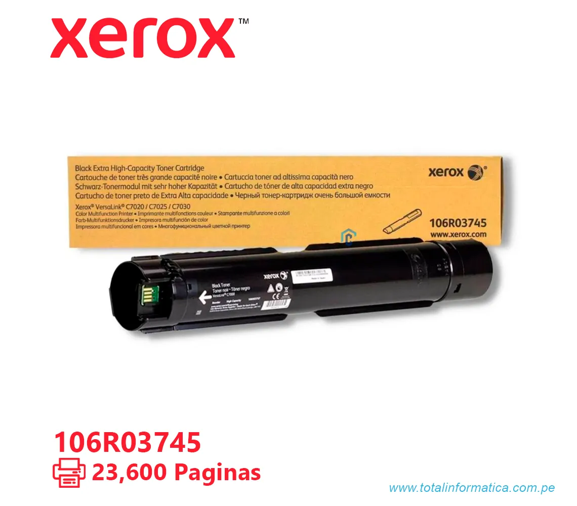 TONER XEROX ( 106R03745 ) VERSALINK C7020, C7030 BLACK 23.600 PÁG - imagen 1