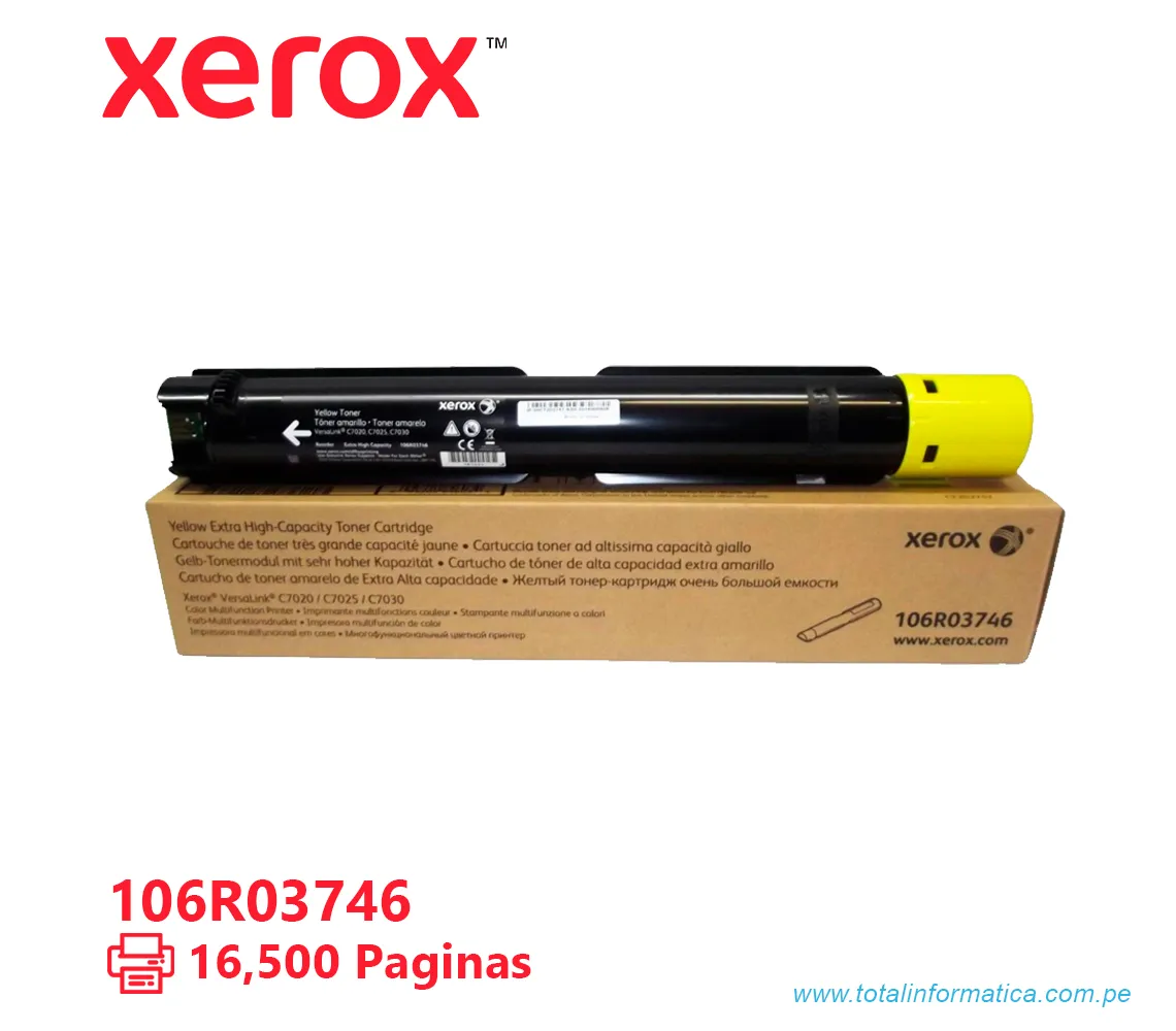 TONER XEROX ( 106R03746 ) VERSALINK C7020, C7030 YELLOW 16.500 PÁG - imagen 2