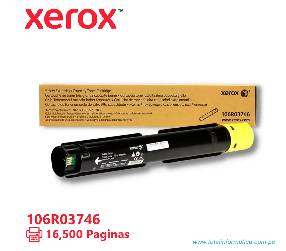TONER XEROX ( 106R03746 ) VERSALINK C7020, C7030 YELLOW 16.500 PÁG - imagen 1