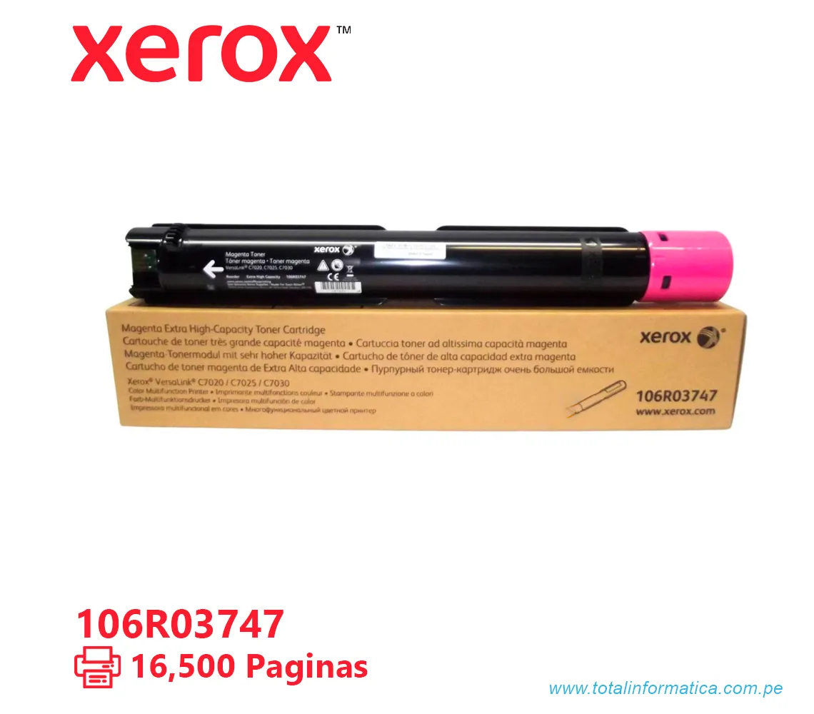 TONER XEROX ( 106R03747 ) VERSALINK C7020, C7030 MAGENTA, 16.500 PÁG - imagen 2