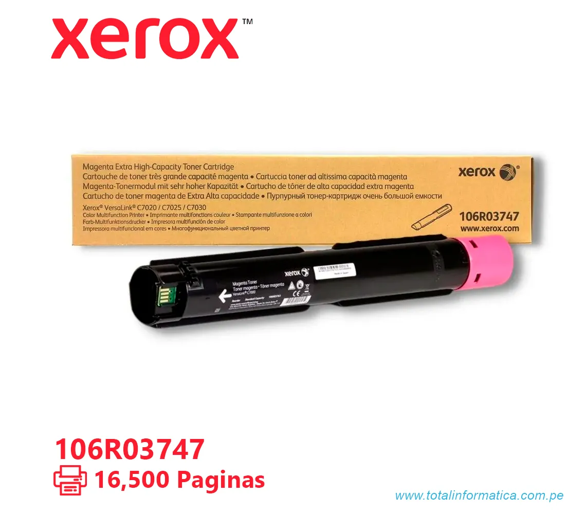 TONER XEROX ( 106R03747 ) VERSALINK C7020, C7030 MAGENTA, 16.500 PÁG - imagen 1