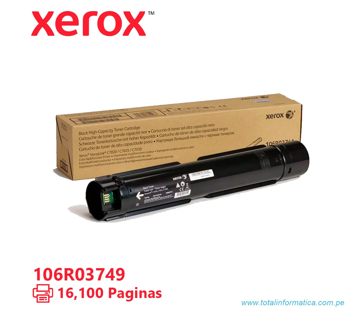 TONER XEROX ( 106R03749 ) VERSALINK C7020, C7030 BLACK, 16.100 PÁG - imagen 1