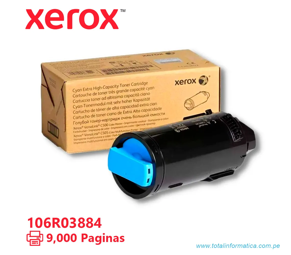 TONER XEROX ( 106R03884 ) VERSALINK C500, C505 CYAN 9K PÁG - imagen 1