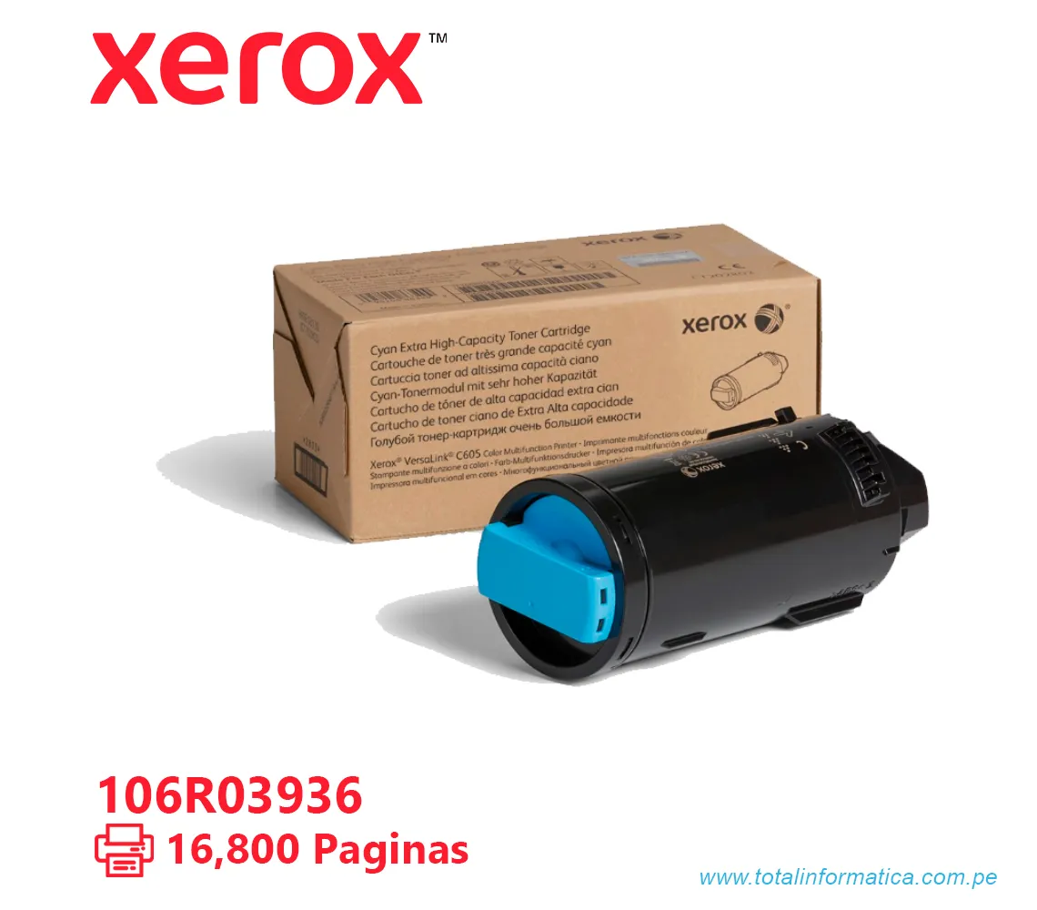 TONER XEROX ( 106R03936 ) VERSALINK C605 CYAN, 16,800 PÁG - imagen 1