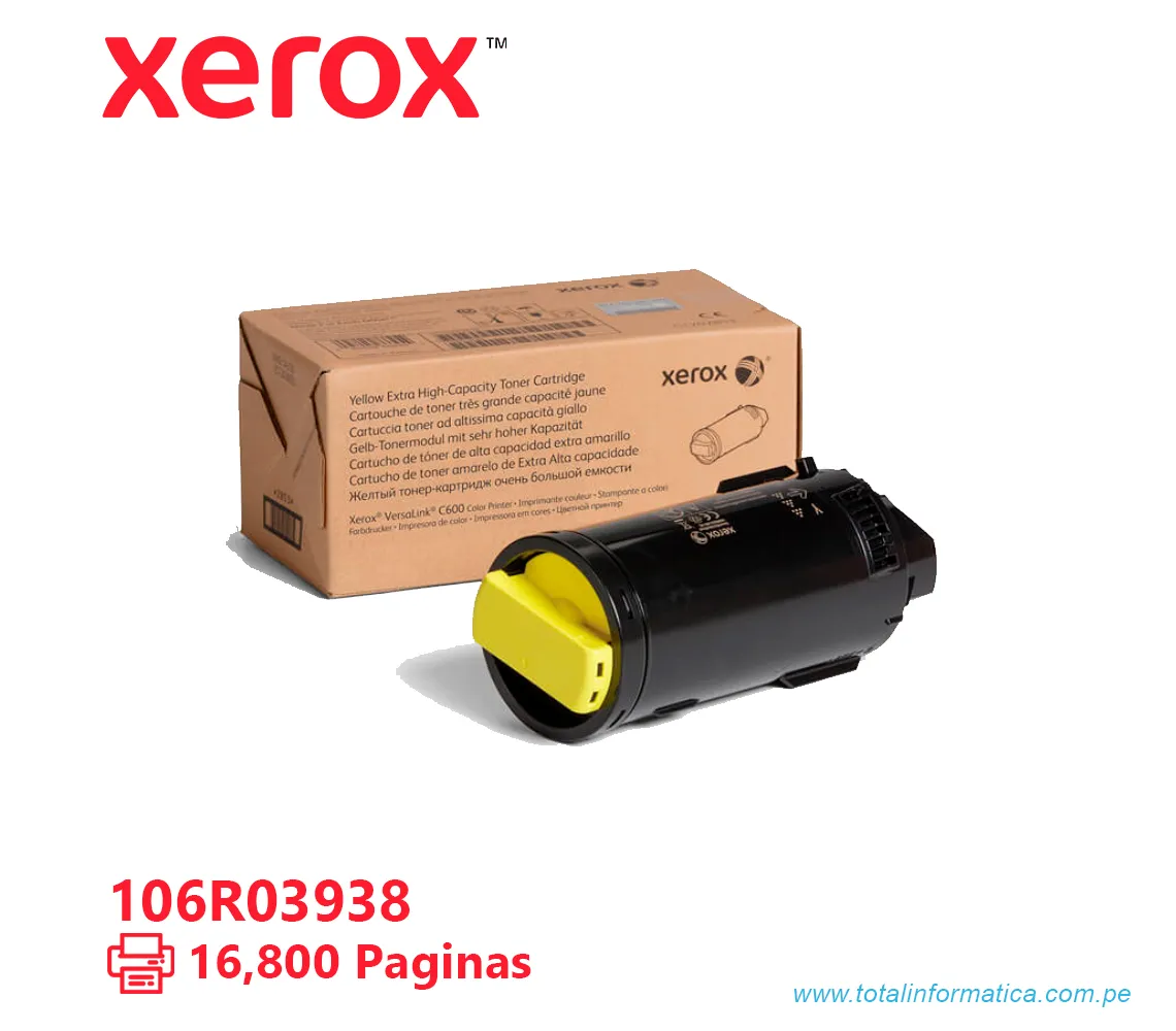 TONER XEROX ( 106R03938 ) VERSALINK C605 YELLOW, 16,800 PÁG - imagen 1