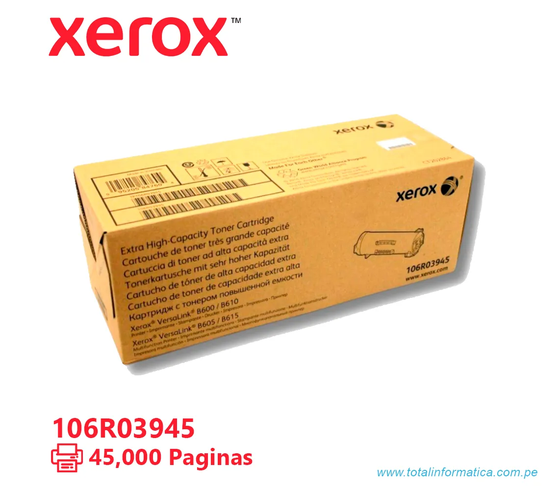 TONER XEROX ( 106R03945 ) VERSALINK B600, B615 NEGRO, 45K PÁG - imagen 2