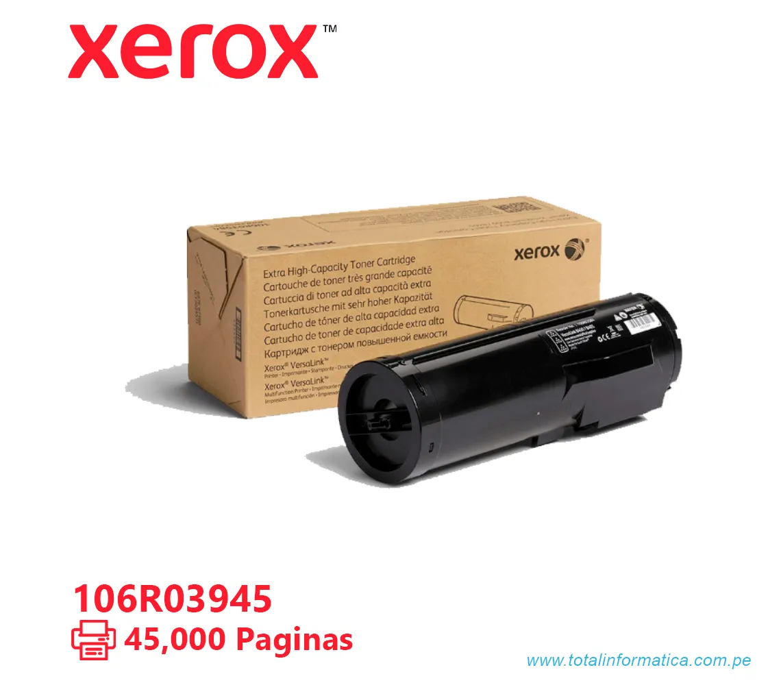 TONER XEROX ( 106R03945 ) VERSALINK B600, B615 NEGRO, 45K PÁG - imagen 1