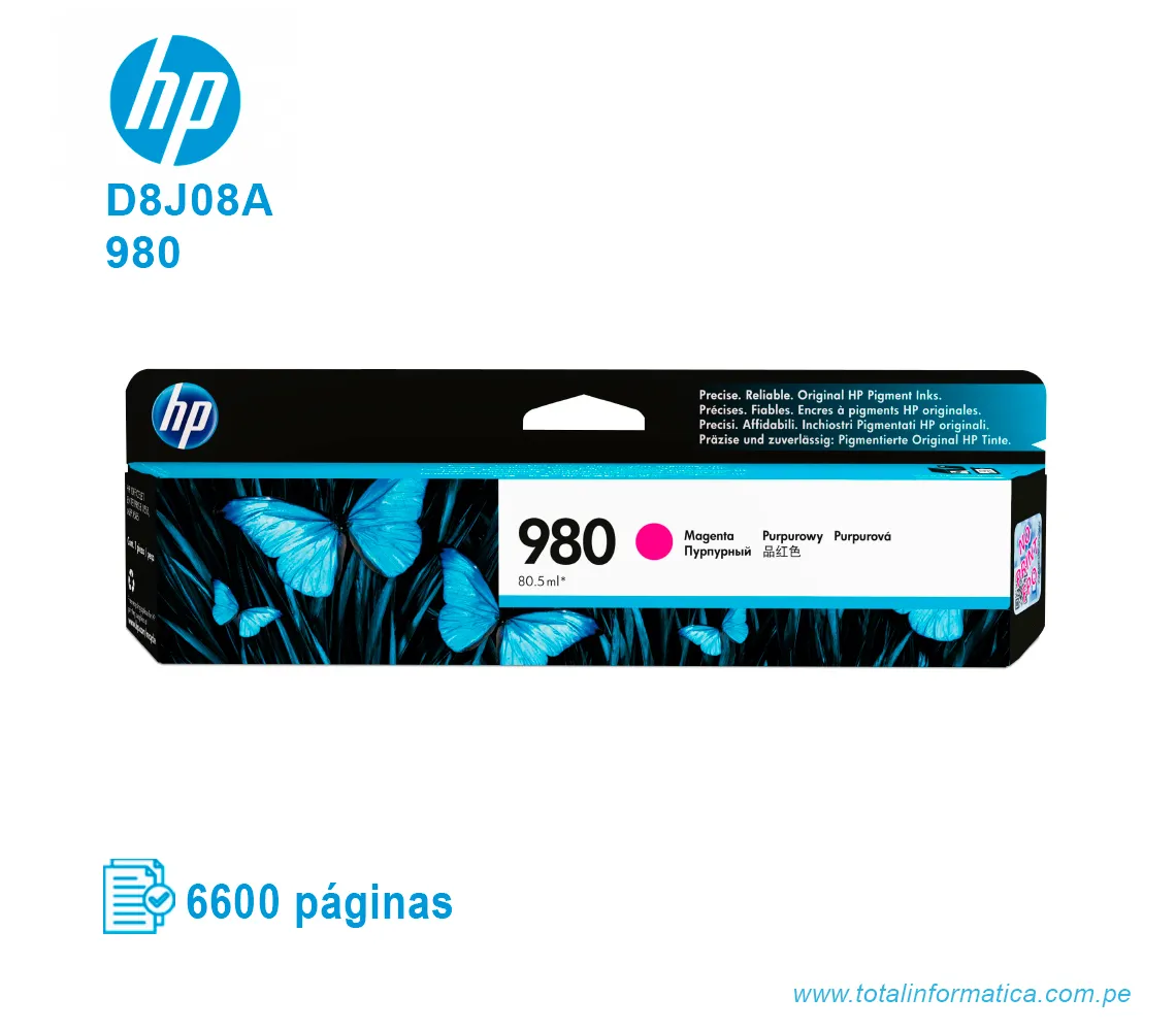 TINTA HP 980 MAGENTA ( D8J08A ) X555DN, X585F, 6600 PÁG - imagen 1