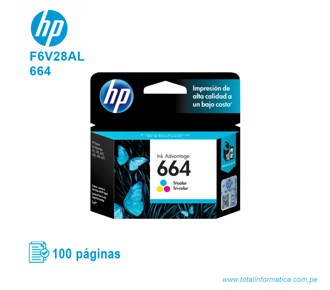 TINTA HP 664 TRICOLOR ( F6V28AL ) ADVANTAGE, 100 PÁG - imagen 1