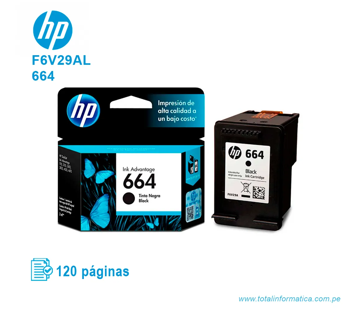 TINTA HP 664 BLACK ( F6V29AL ) ADVANTAGE, 120 PÁG - imagen 2