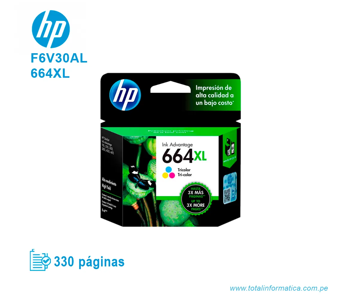 TINTA HP 664XL TRICOLOR ( F6V30AL ) ADVANTAGE, 330 PÁG - imagen 1