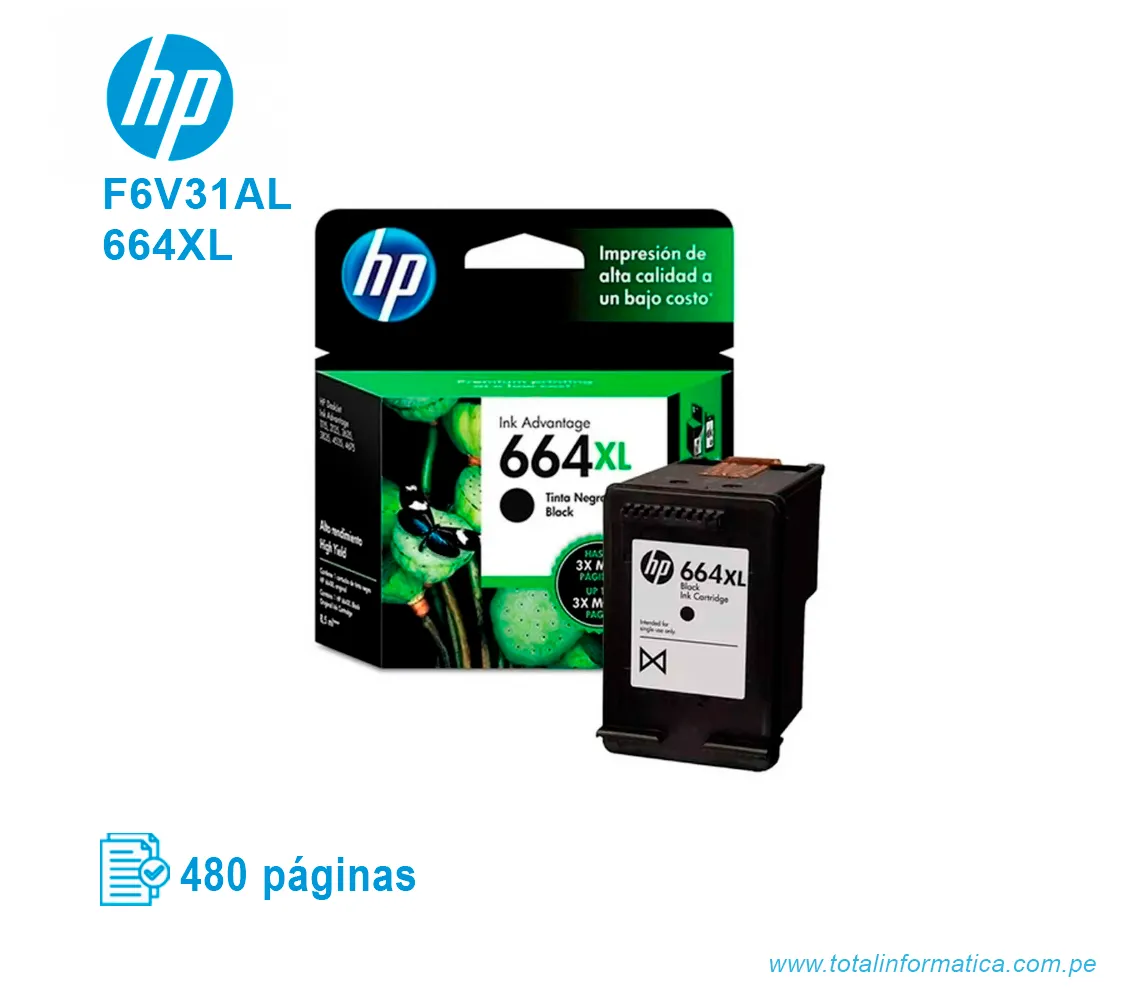 TINTA HP 664XL BLACK ( F6V31AL ) ADVANTAGE, 480 PÁG - imagen 2