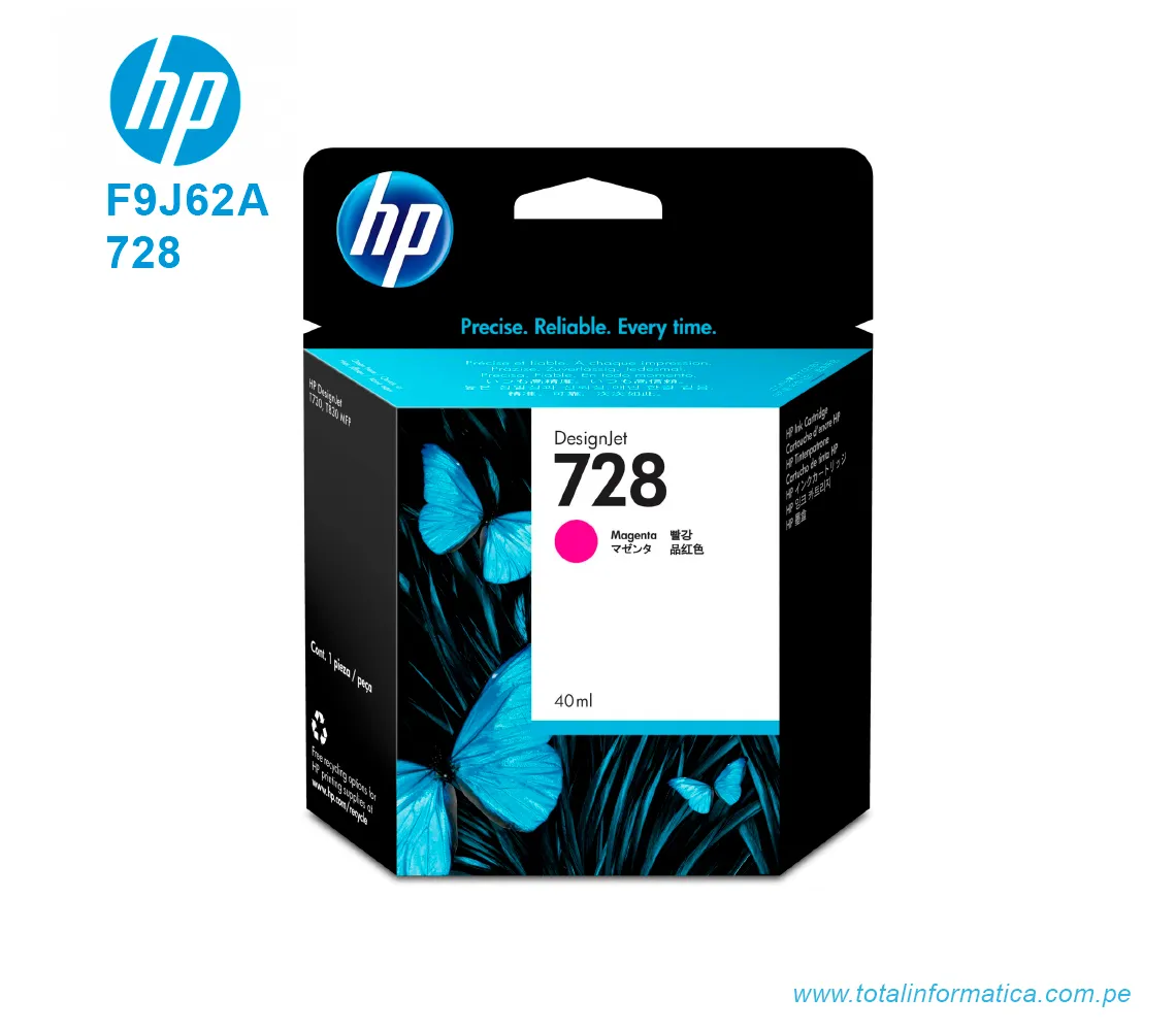 TINTA HP 728 MAGENTA ( F9J62A ) DESIGNJET T730, T830, 40ML - imagen 1