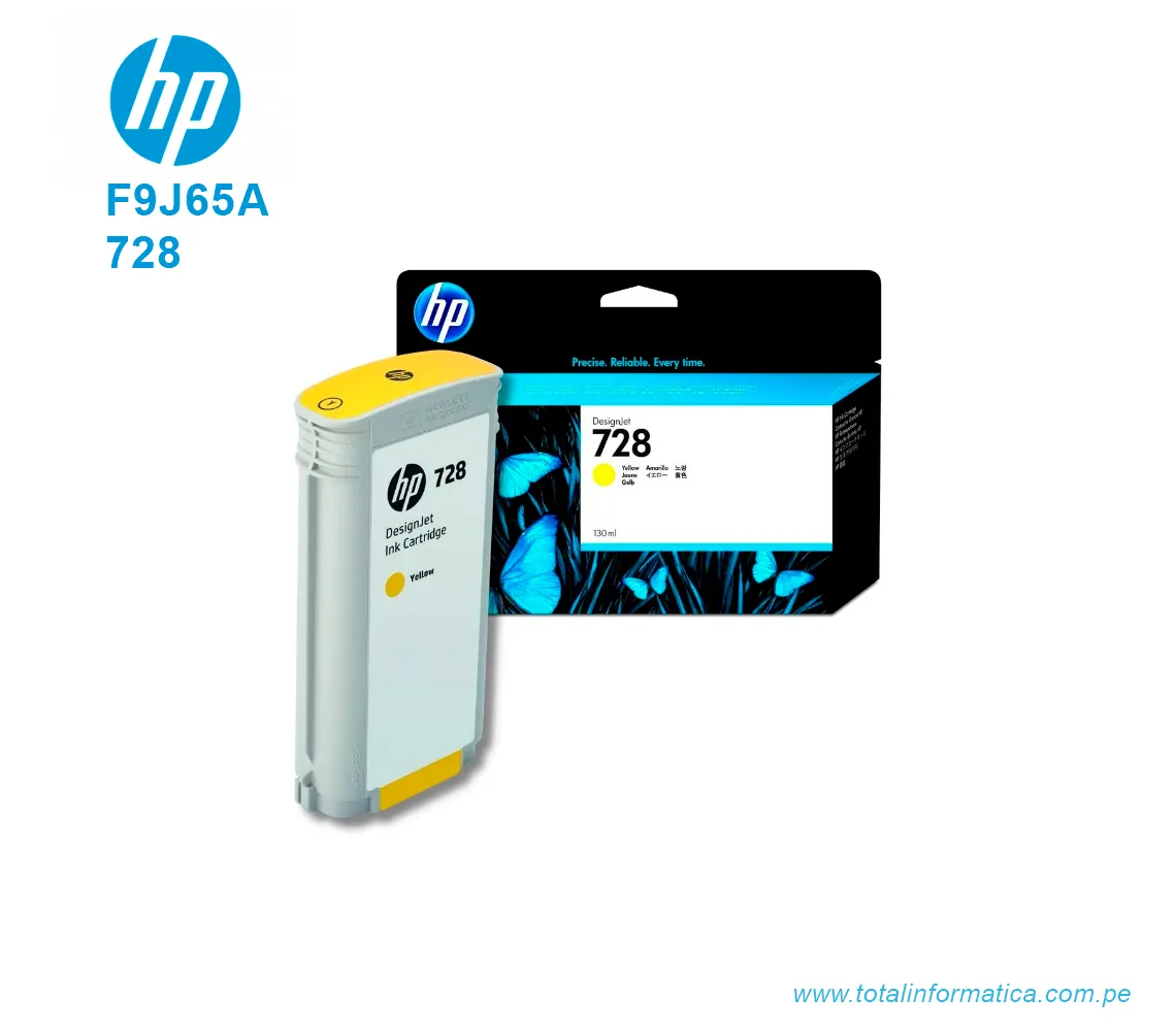 TINTA HP 728 YELLOW ( F9J65A ) DESIGNJET T730, T830, 130ML  - imagen 2