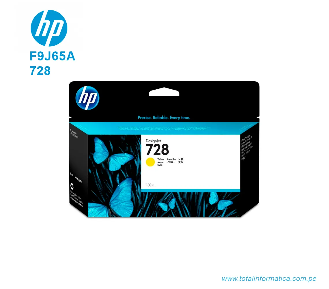 TINTA HP 728 YELLOW ( F9J65A ) DESIGNJET T730, T830, 130ML  - imagen 1