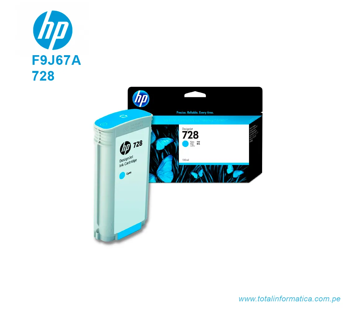TINTA HP 728 CYAN ( F9J67A ) DESIGNJET T730, T830, 130ML - imagen 2