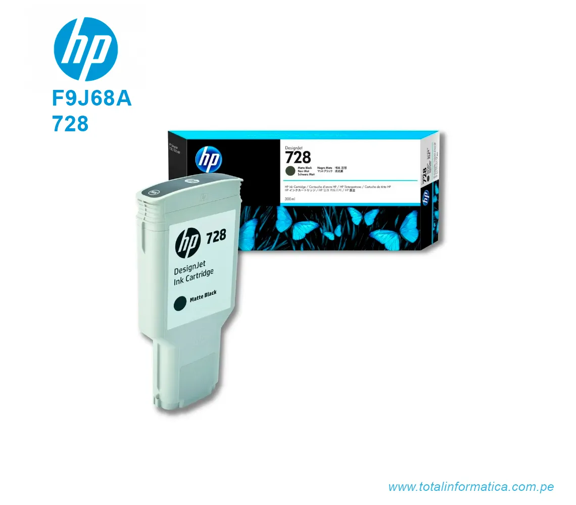 TINTA HP 728 MATTE BLACK ( F9J68A ) DESIGNJET T730, T830, 300ML  - imagen 2