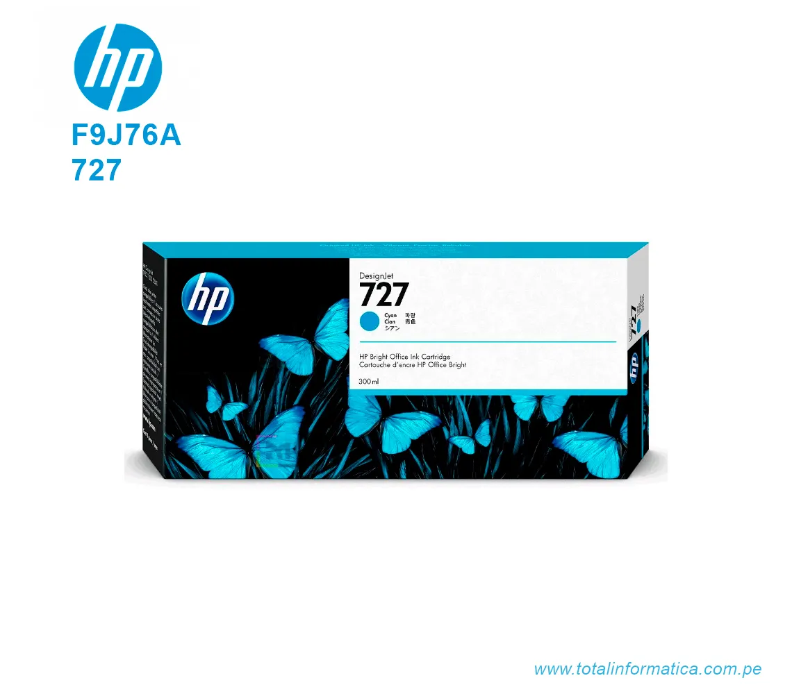 TINTA HP 727 CYAN 300ML ( F9J76A ) DESIGNJET T1500, T920 - imagen 1
