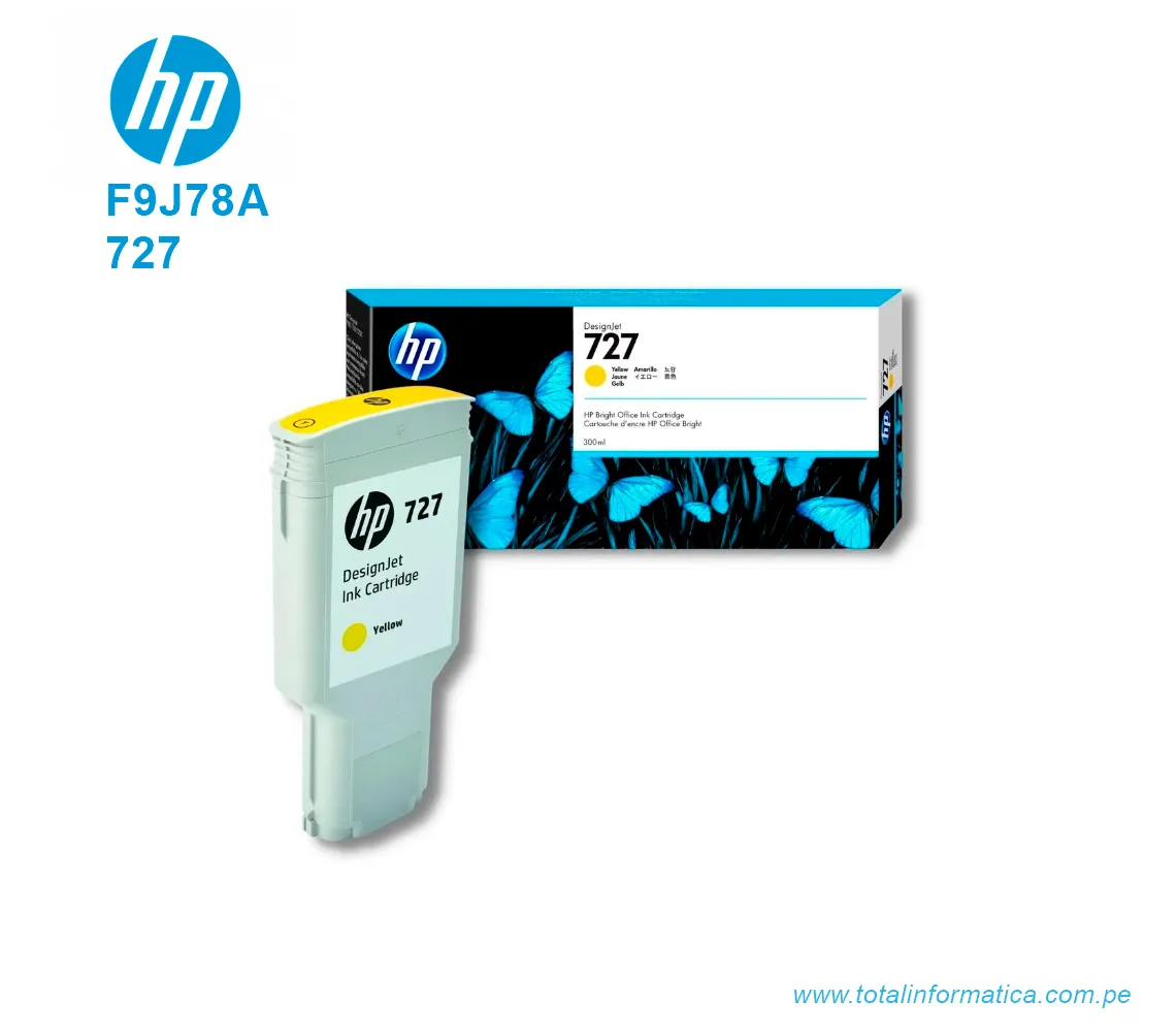 TINTA HP 727 YELLOW 300ML ( F9J78A ) DESIGNJET T1500, T920 - imagen 2
