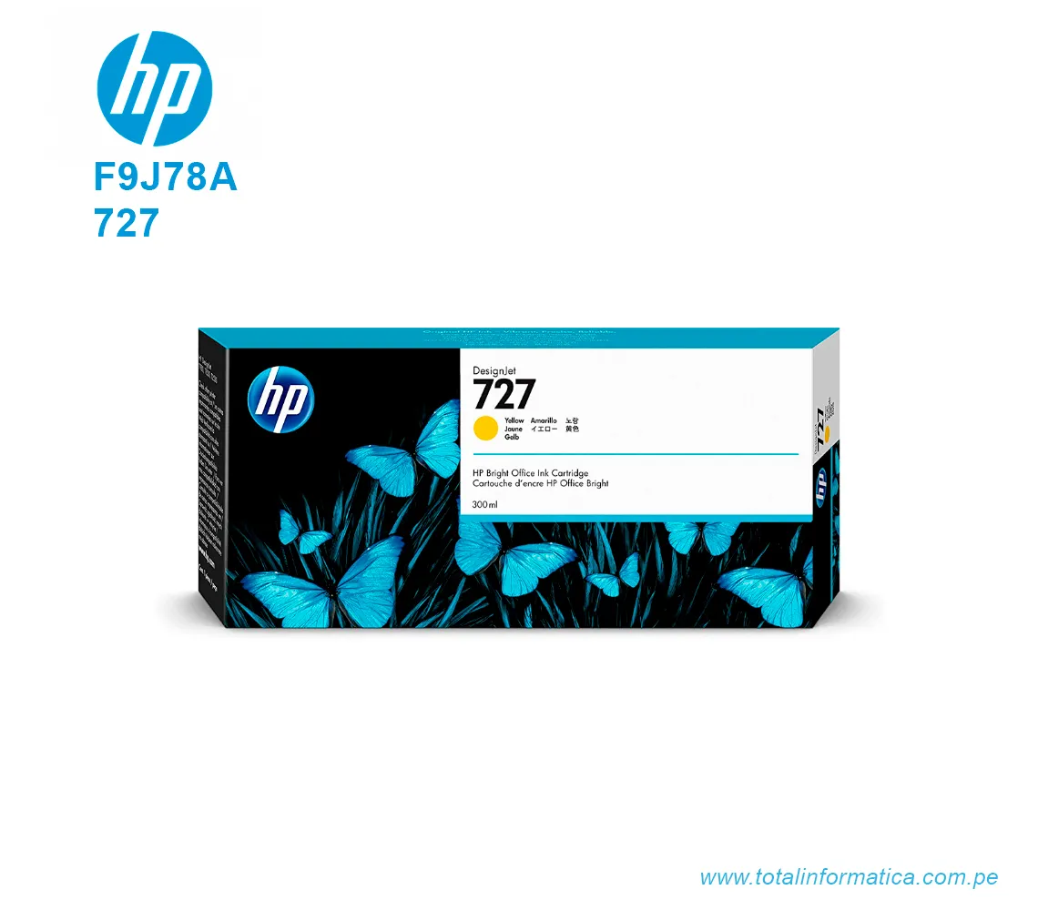 TINTA HP 727 YELLOW 300ML ( F9J78A ) DESIGNJET T1500, T920 - imagen 1