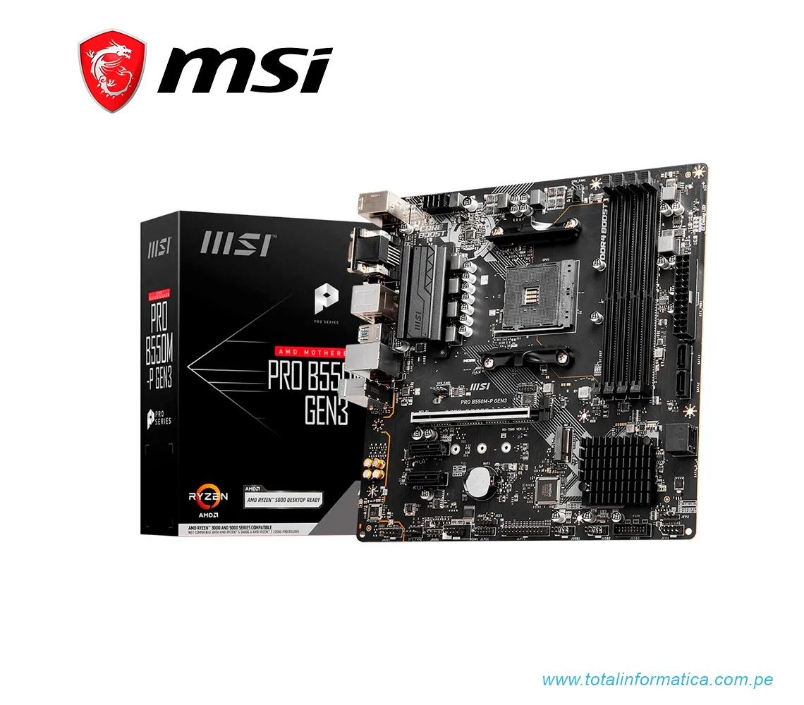MSI PRO B550M-P GEN3 PLACA BASE AMD B550, AM4, micro ATX - imagen 1
